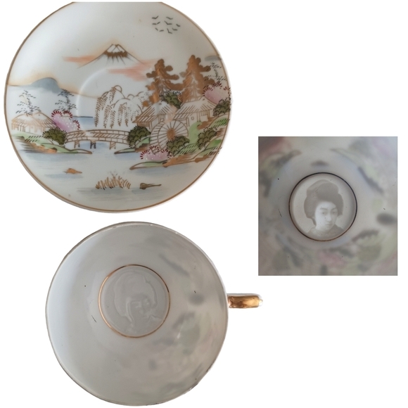 VINTAGE Kutani Plate & Tea Cup set Japan Porcelain Collectible - Picture 1 of 12